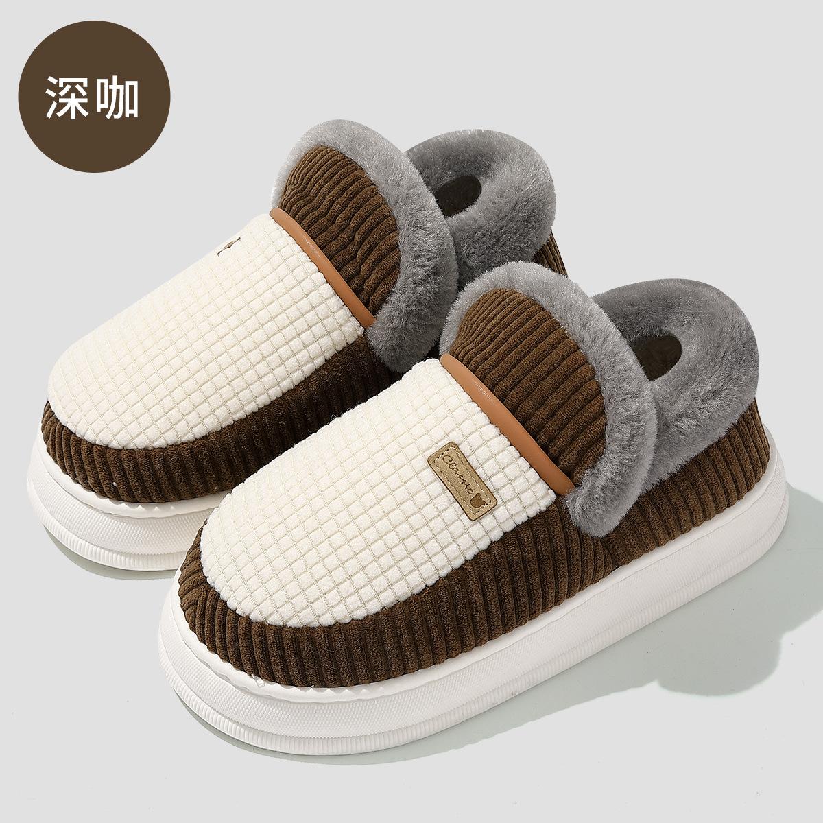 

Сумка на каблуке хлопковые тапочки женские сезон плюшевые теплые плюшевые клетчатые мужские день утолщенные нескользящие хлопковые туфли мужские 44-45 inner length 27.5cm темный кофе