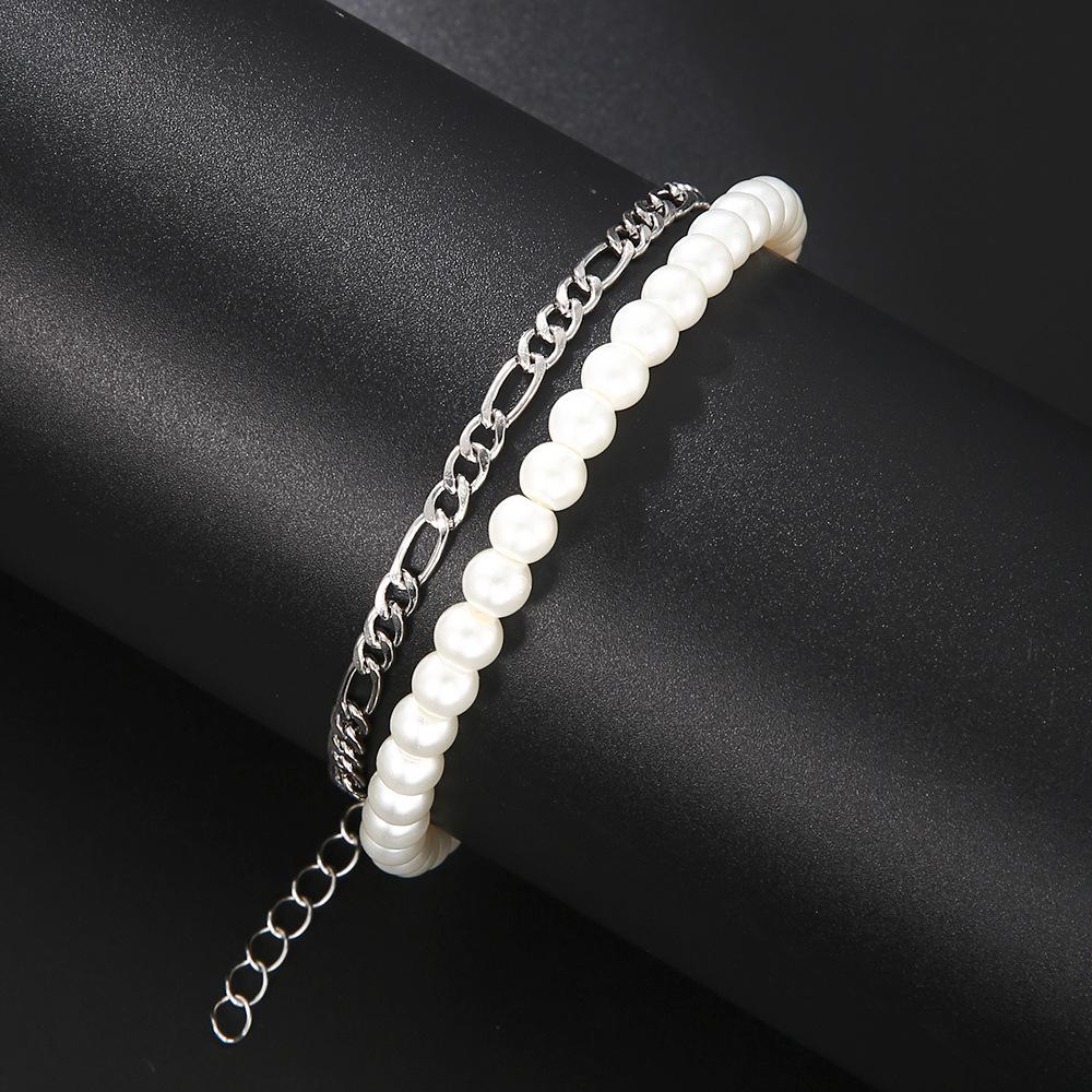 New Men's Beaded Bracelet Set, Map Stone Black Gallstone Cross Bracelet Elastic Bracelet Combination