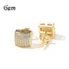 Hip-hop Curved Square Stud Earrings 925 Silver Micro-inlaid Zircon Simple Earrings Accessories