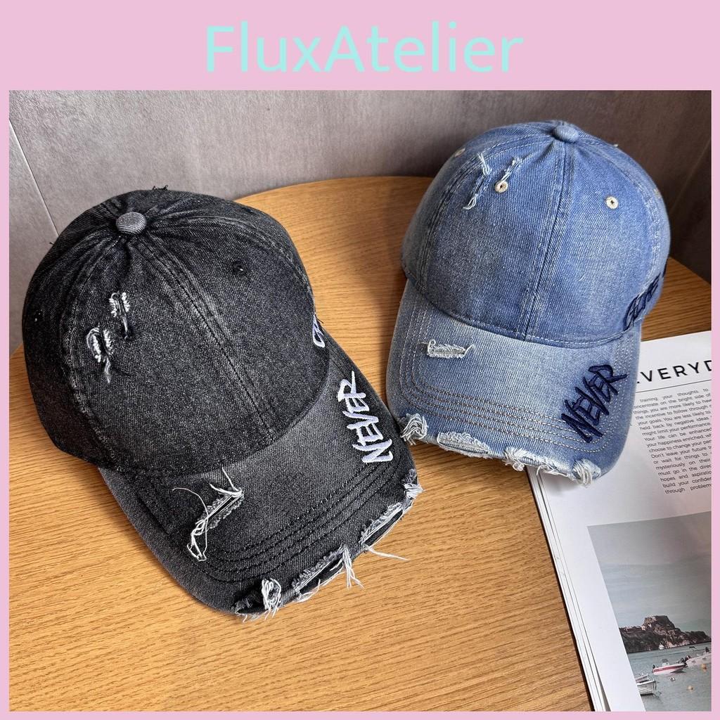 Letter Unisex Embroidery Waterwashed Denim Baseball Cap Peaked Cap For Use Daily