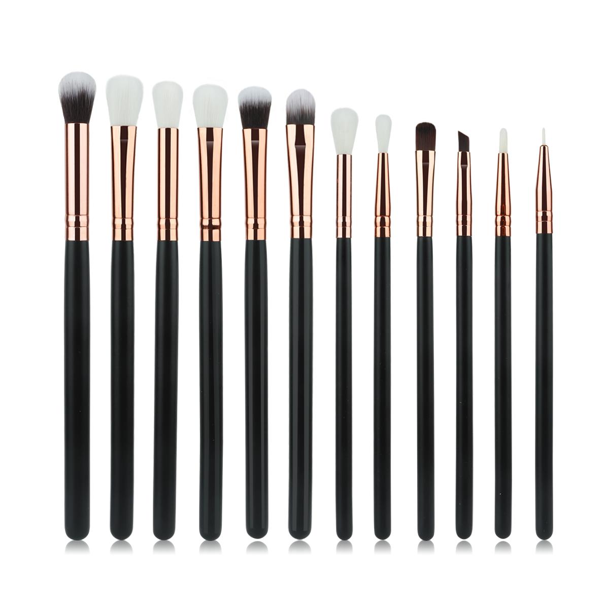 

12Pcs Professional Eyes Makeup Brushes Set Wood Handle Eyeshadow Eyebrow Eyeliner Blending Powder Smudge Brush чёрный