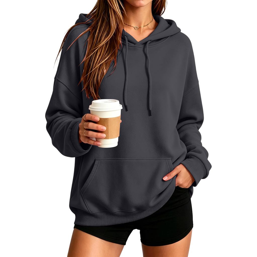 Unisex Hoodie Color Long Sleeve Loose Fit Plus Size Casual Pullover