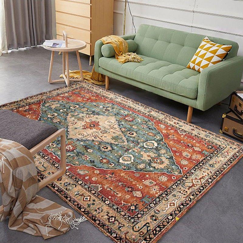 Retro Bohemian Style Carpet Home Large Area Anti Slip Sofa Coffee Table Decoration Carpet
