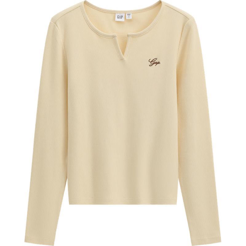 GAP Women s Logo Embroidered V-Neck Long Sleeve Knit Top 170/92A