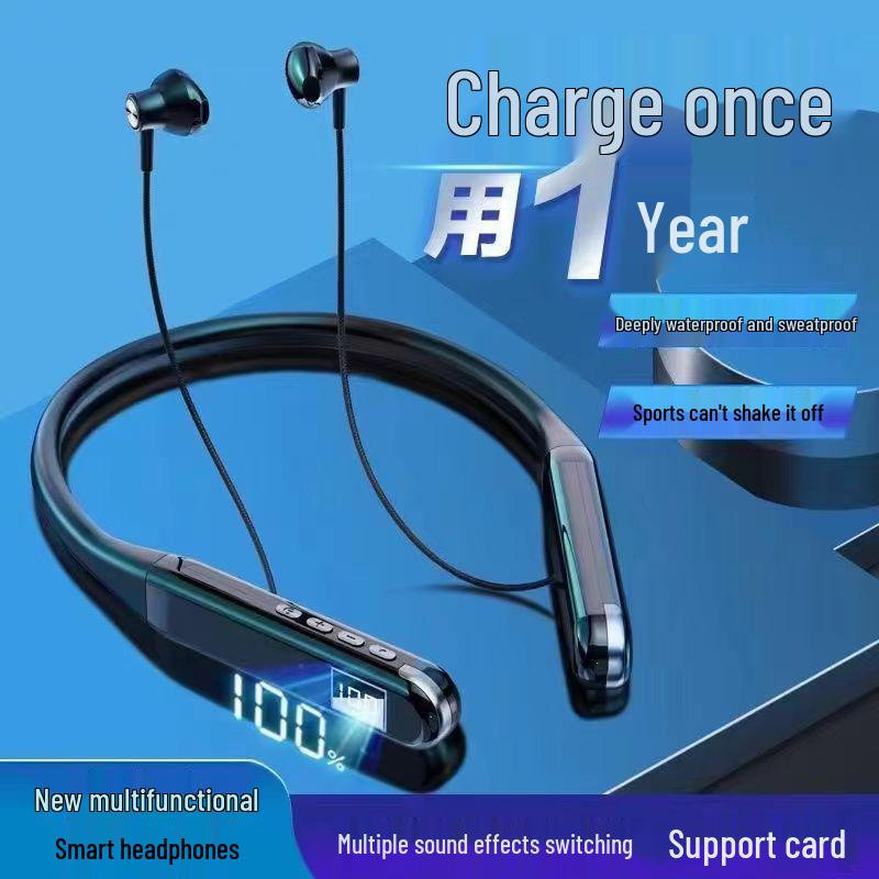 High-Quality Bluetooth Neckband Headphones: Long Standby, Perfect for Sports, Gaming & Calls - Compatible with Huawei, OPPO, Apple.