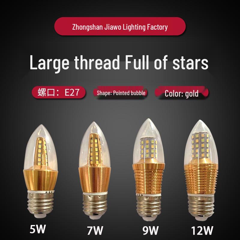 LED Energy-Saving Starry Candle Bulb with Pointed Tip - E14/E27 Screw Base
