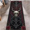 Tappeto Runner Gotico con Teschio Rosso Nero Decoro Rosa Tappeto Morbido Antiscivolo Tappetino Artistico per Arredo Casa Corridoio Soggiorno Comodino