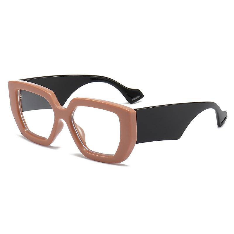 Trendy Thick Frame Oversized Square Glasses Women Men Colorful Wide Legs Eyewear Frame Female Green Optical Transparent Lens