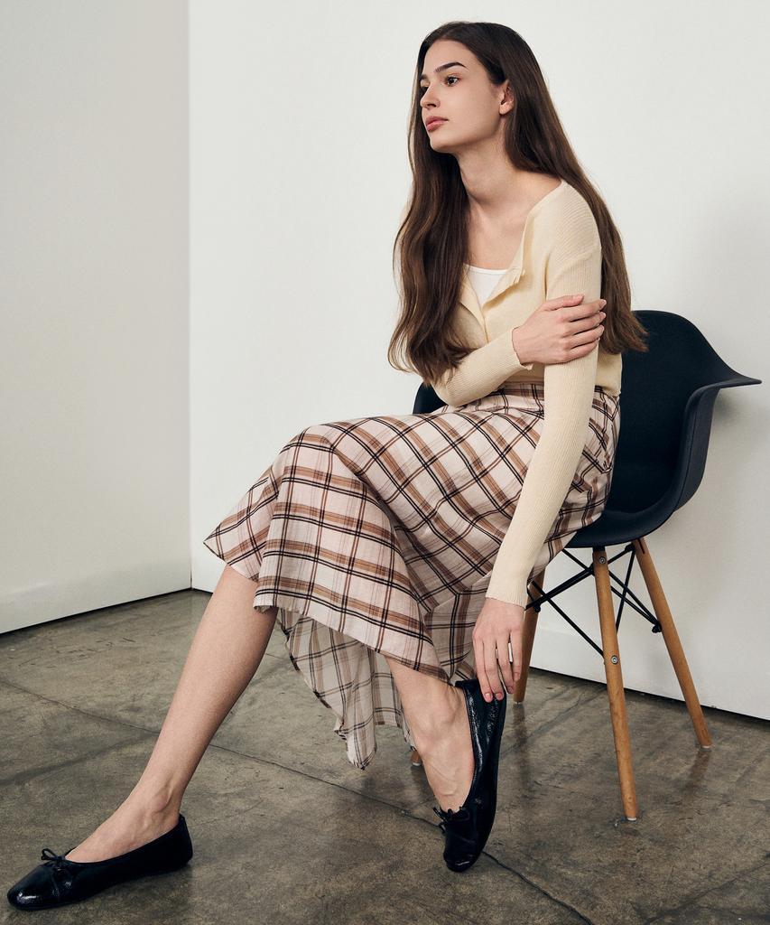 Laneonkyulleoseu Drape Check Wrap Skirt_Beige