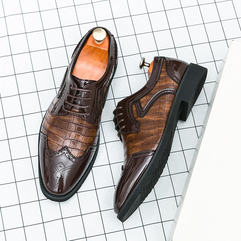 Fashion Derby Shoe Designers Men's Shoes Casual Leather Footwear British Style Business Formal Shoes Lace-up Flat Oxford Evening Dresses