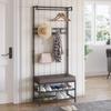Coat Rack Entryway Coat Hanging Hat Bags Hook Storage Hallway Storage Shelf Footrest Bench Metal Multi Purpose