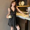 Sexy Pajamas Women's Summer Suspender Nightgown Ice and Snow Silk Thin Nightgown Lace Hot Temptation Imitation Silk Loungewear