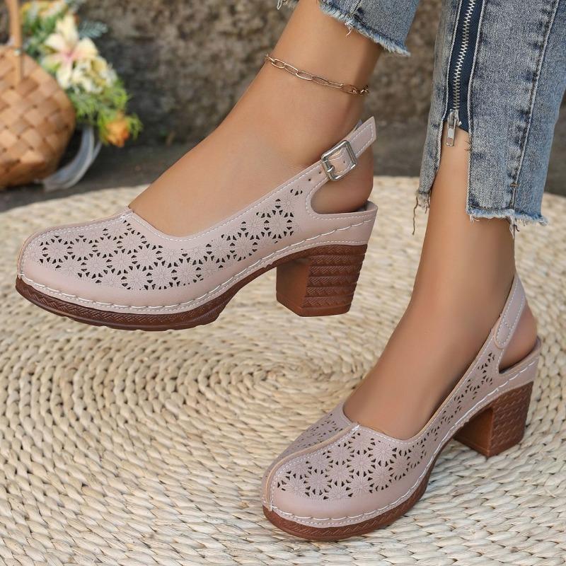 Plus Size Women Chunky High Heel Sandals