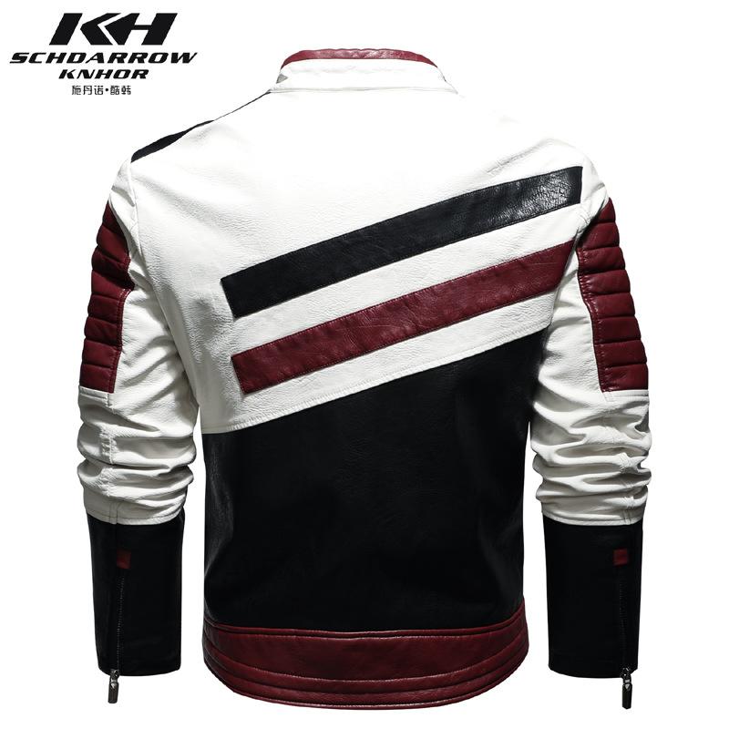 A autumn and winter boys' leather jacket, European and American large-size men's PU coat, velvet thin locomotive fat jacket tide