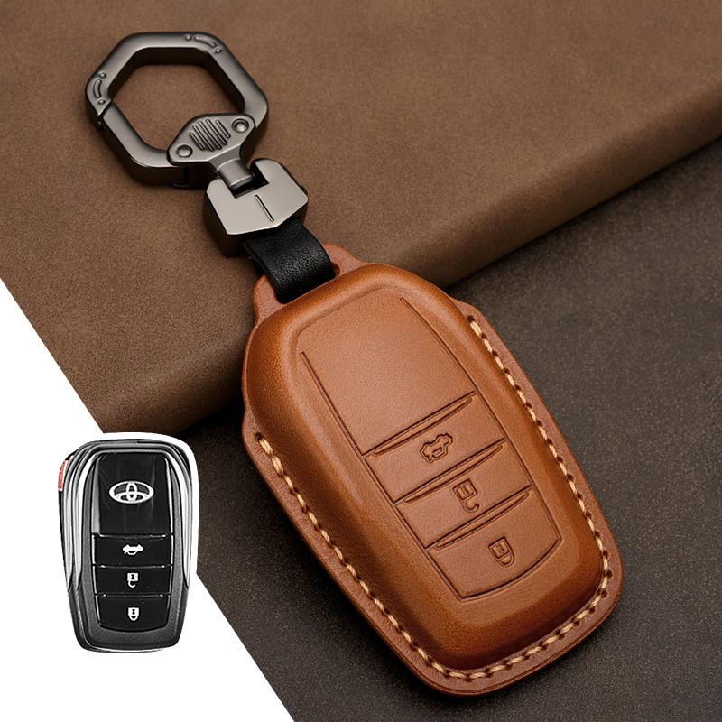 Leather Key Case Cover Shell For Toyota Camry Corolla FJ Land Cruiser RAV4 Prius Sienna Prado CHR Avalon GT86 Protector Keychain