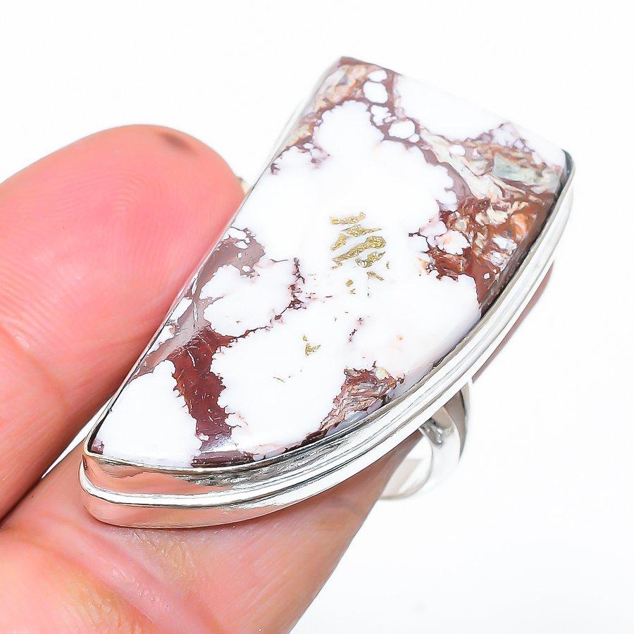 

Этническое ювелирное кольцо ручной работы с драгоценным камнем «Дикая лошадь», размер 9 VR-3125