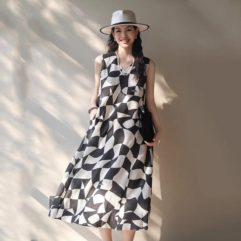 Sleeveless Plus Size Cotton Vintage New In Dresses for Women Casual Loose Long Summer Dress