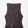 Women's clothing autumn and winter new women's clothing European and American style leather effect jumpsuit puffy dress