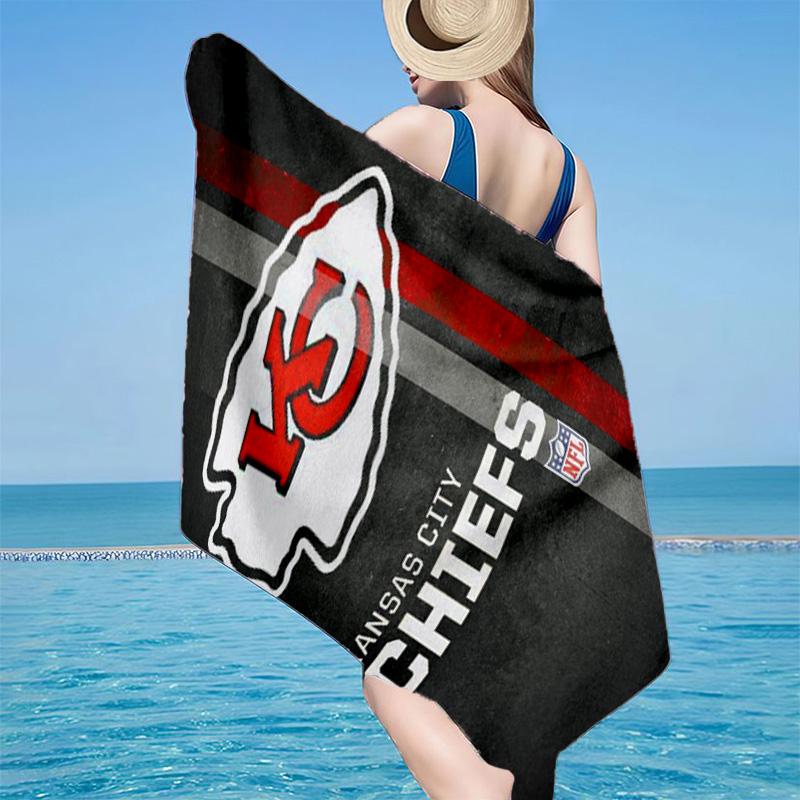 Kansas Chiefs Logo Microfiber Beach Towel, Lightweight And Quick-Dry, for Summer Travel, Beach Essential, Swimming Pool