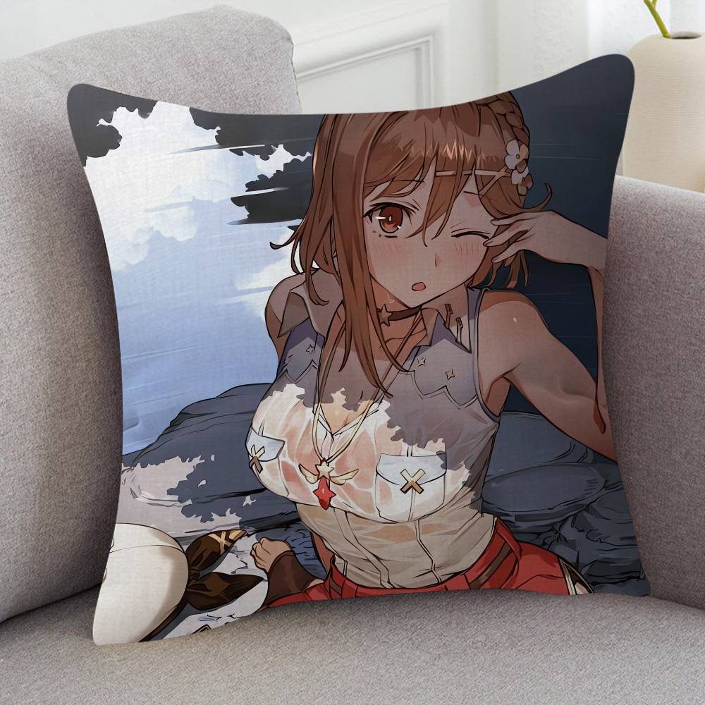 GAME Atelier Ryza Cute Cartoon Twodimensional Pillowcase Bedroom Sofa Cushion Cover Nap Pillow Cover