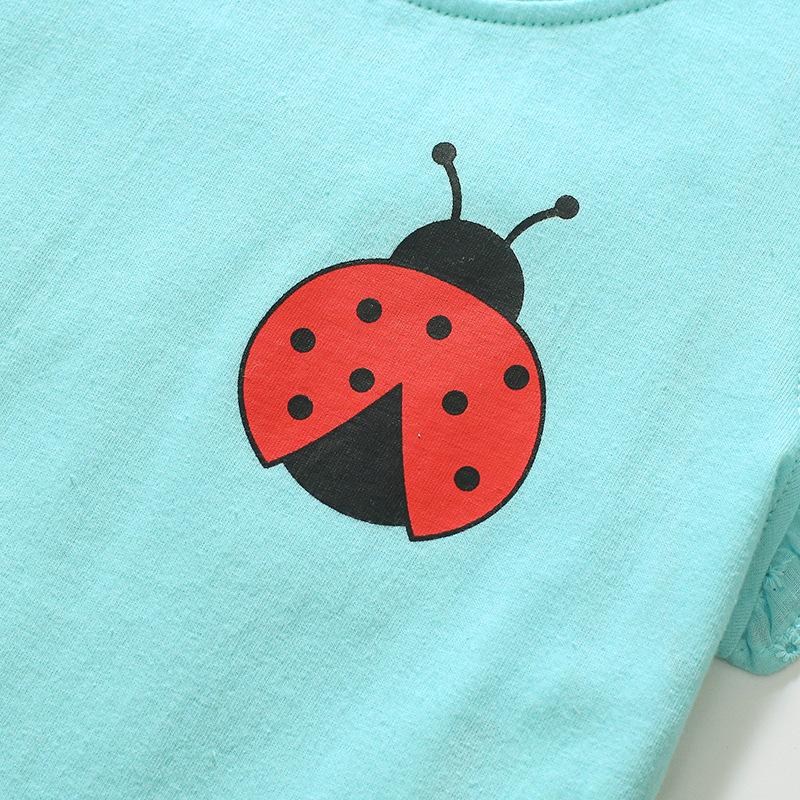 Wind cartoon children's T-shirt girls short-sleeved top summer round neck pure cotton girls T-shirt