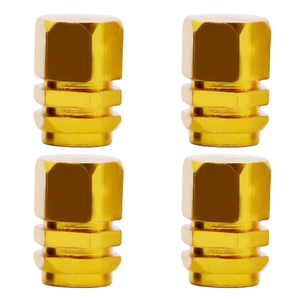 ideamall Valve Caps Tire Air Valve Car Aluminum Alloy Hexagon Set of 4 (Gold)