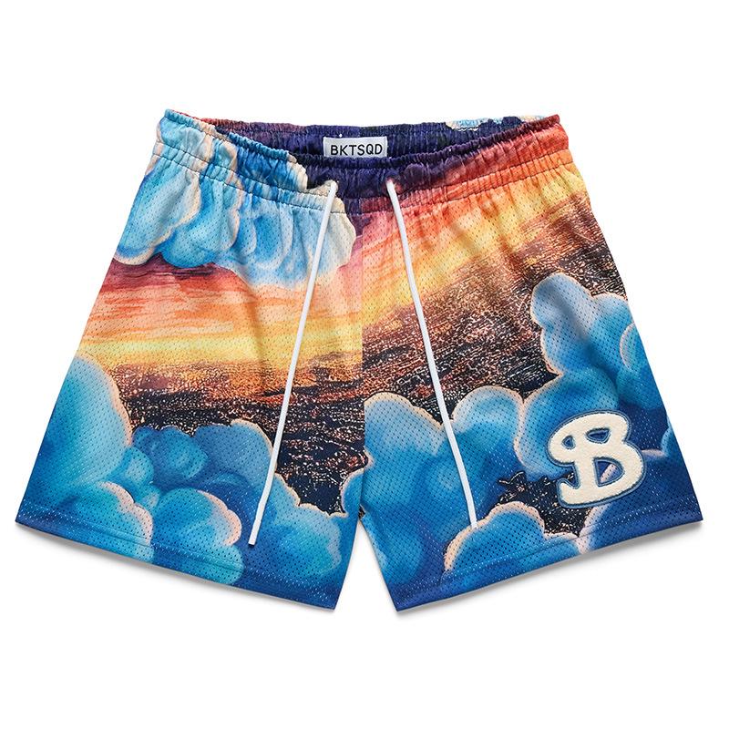 Trendy Brand Men's Quick-Dry Mesh Shorts - American Summer Style for Outdoor Sports & Beach