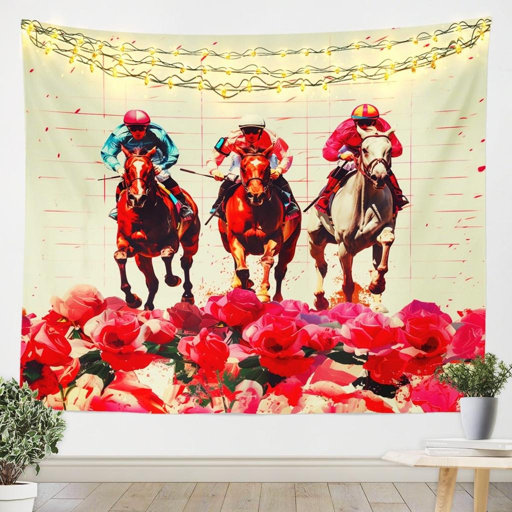 Vintage Japanese Tapestry, Red Sun and Water Reflection Print Wall Hanging with Cherry Blossom for Dorm and Living Room Decor