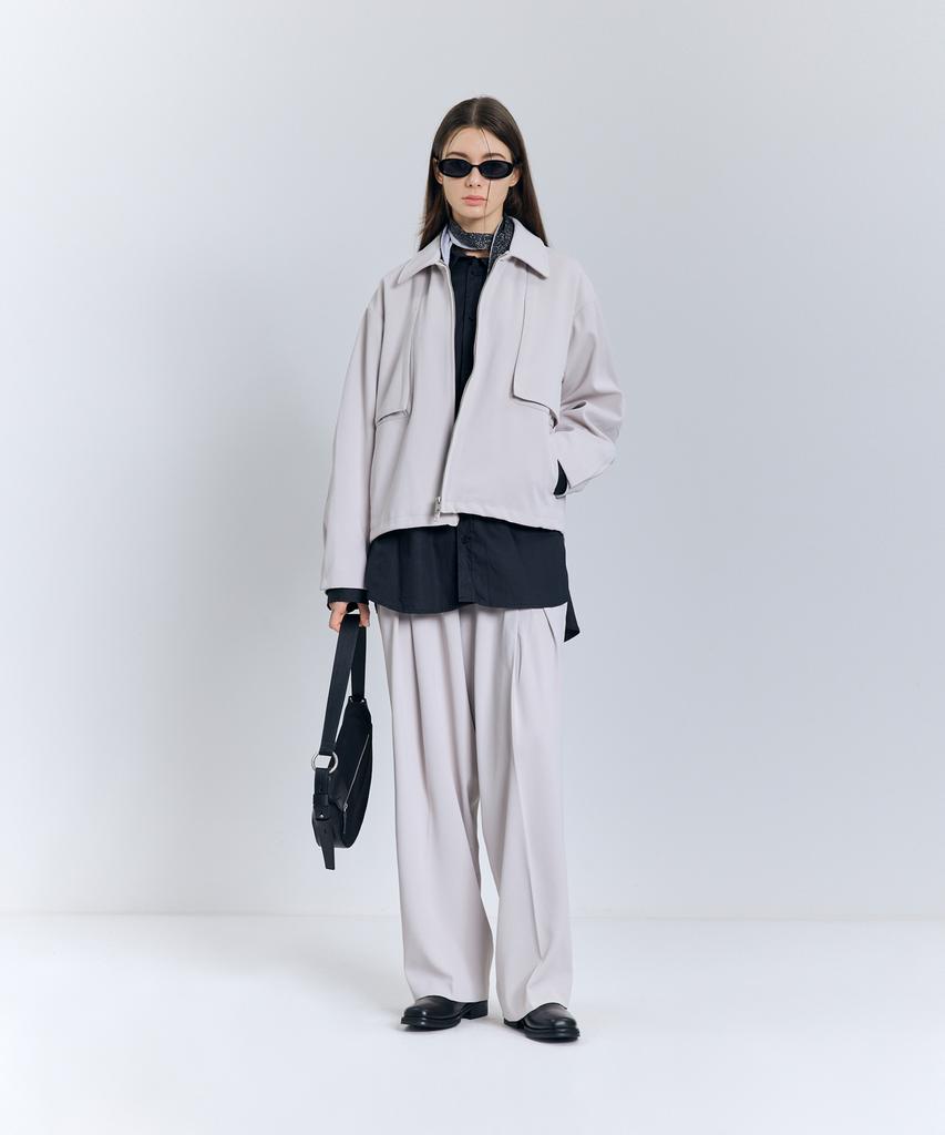 Ironyporno Whiteline 86-Iro241 Monotone Placket Jacket Light Grey