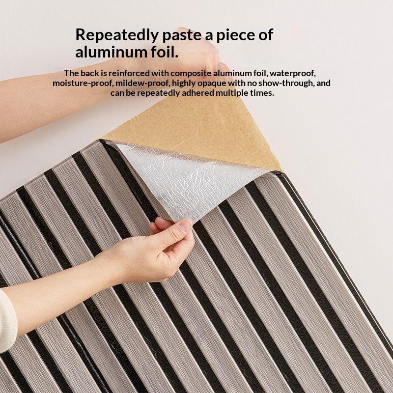 3D Wood Slat Wall Panels Self Adhesive Sound Absorbing For Home Living Room Office Wall Decor