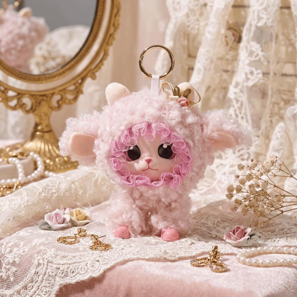 Layered Design Plush Lamb Keychain Soft Plush Mini Plush Pendant Vinyl Doll Keychain Holiday Gift