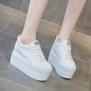 Versatile little white shoes women's spring 2025 new thick-soled inner height increase low-top lace-up round head casual fashion muffin