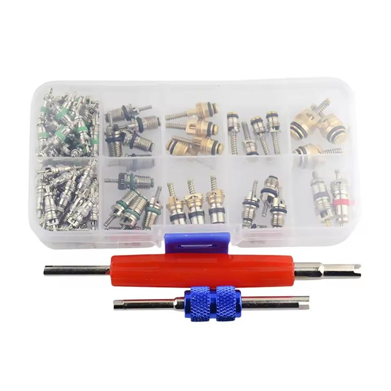 Precise 102Pcs AC Valve Core Assortment R134A Car Air Conditioner Valve Cores Assortment Air Conditioning Assortment For Buick