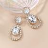 European Black Rhinestone Water Drop Dangle Earrings for Women New Shiny Exaggerated Design Zircon Wedding Accessories