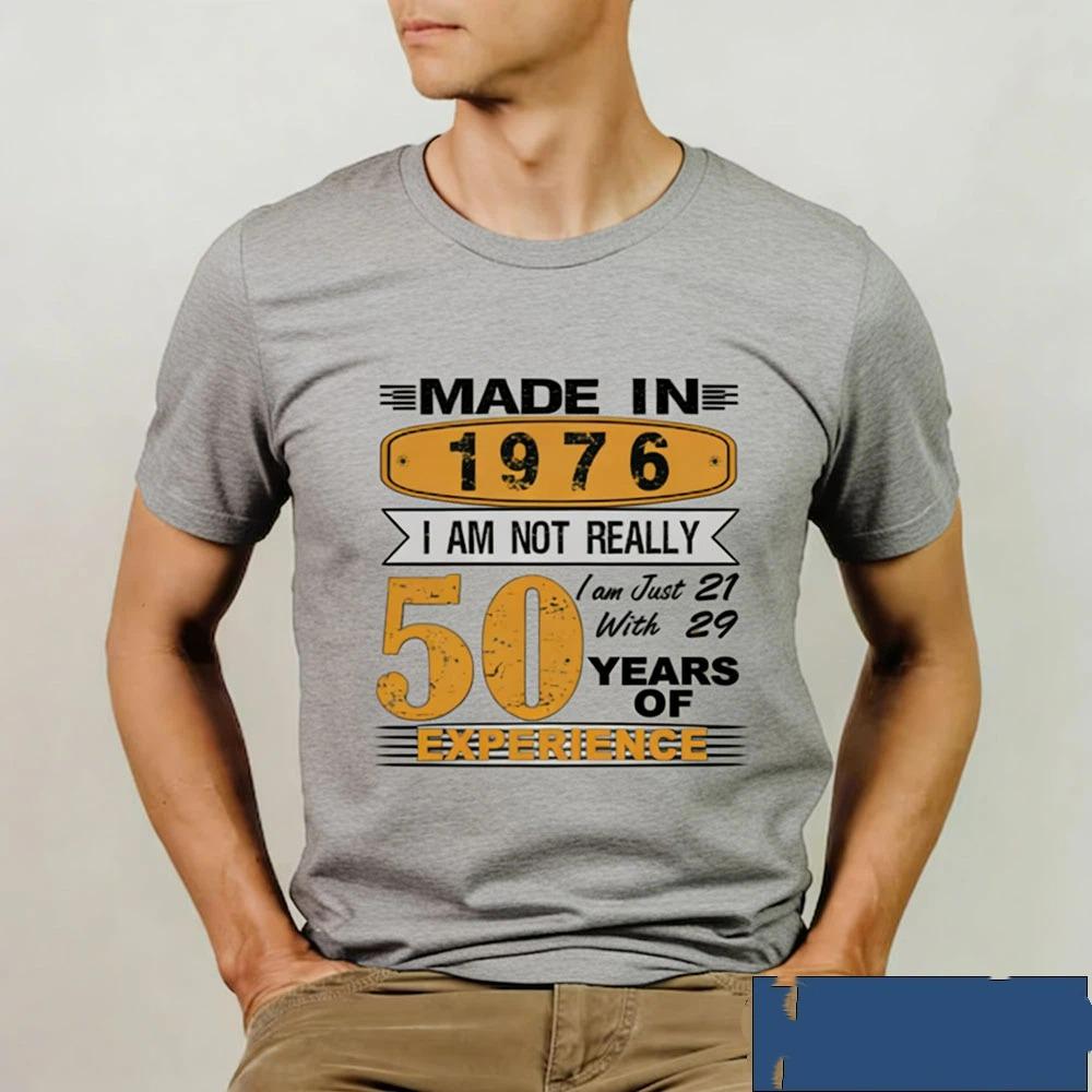 

Fashion Funny Made in 1976 50 Years of Being Awesome Vintage 50th Birthday T-shirts Men Casual Tee Loose Streetwear T Shirt Top Clothing XXS