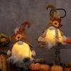 Haobei Thanksgiving Harvest Decor: Maple Leaf & Sunflower Beanie with Rudolph Light-Up Gnome