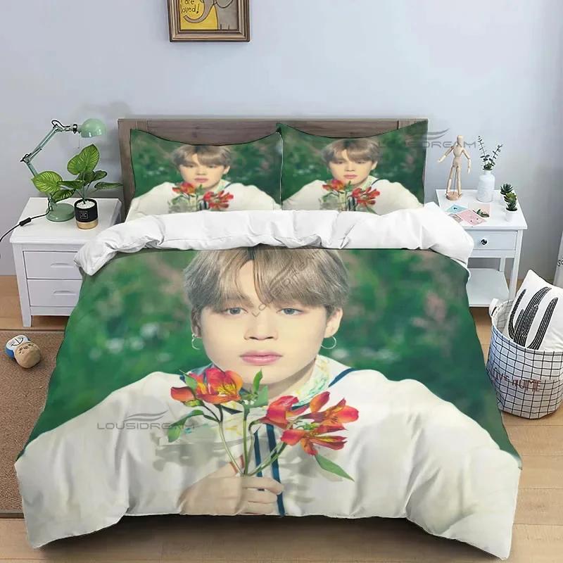 Korean Fashion Singer Group Kpop Jung Kook Suga Jimin Bedding Set,Duvet Cover Bed Set Quilt Cover Pillowcase,King Queen Size
