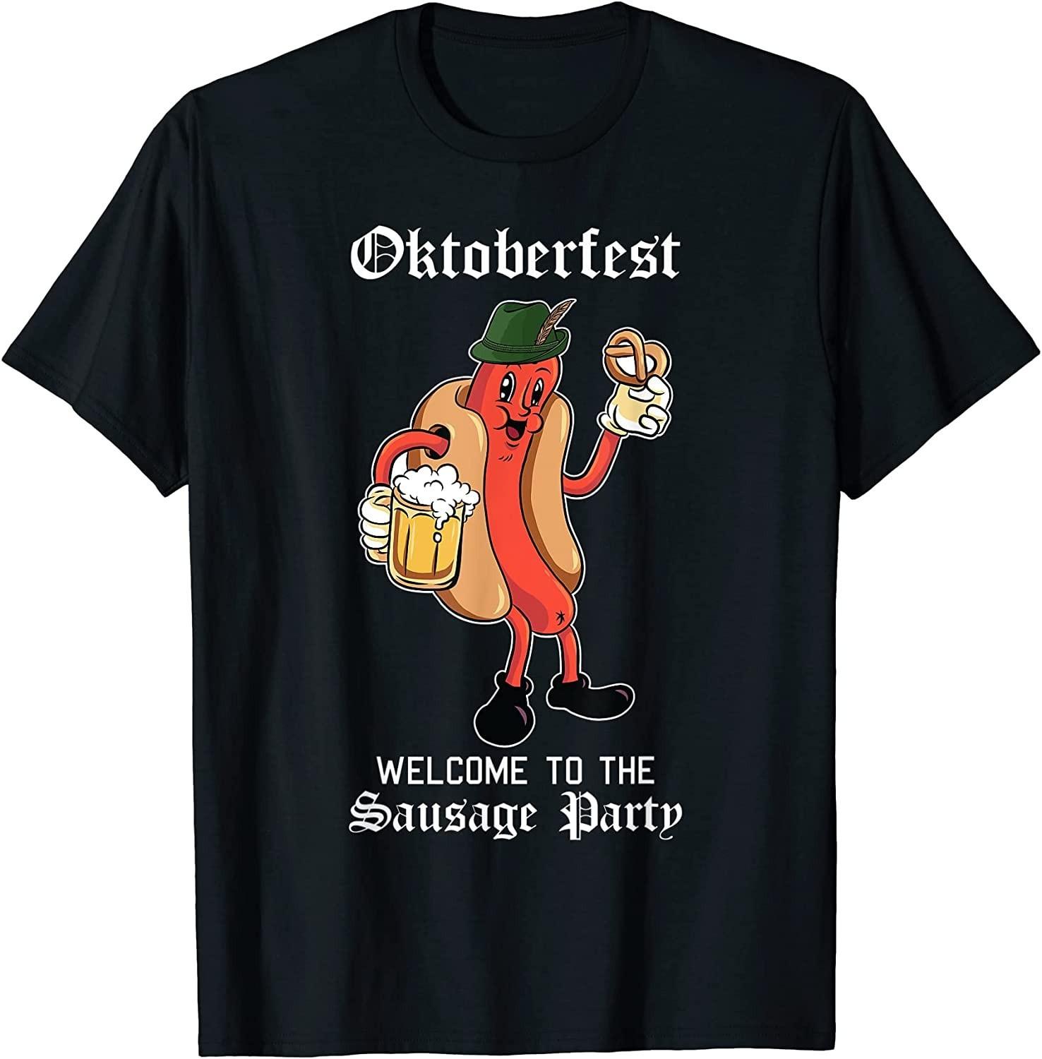 NEW LIMITED! Sausage Party Oktoberfest Funny Bratwurst German Tee - MADE IN USA XXXL
