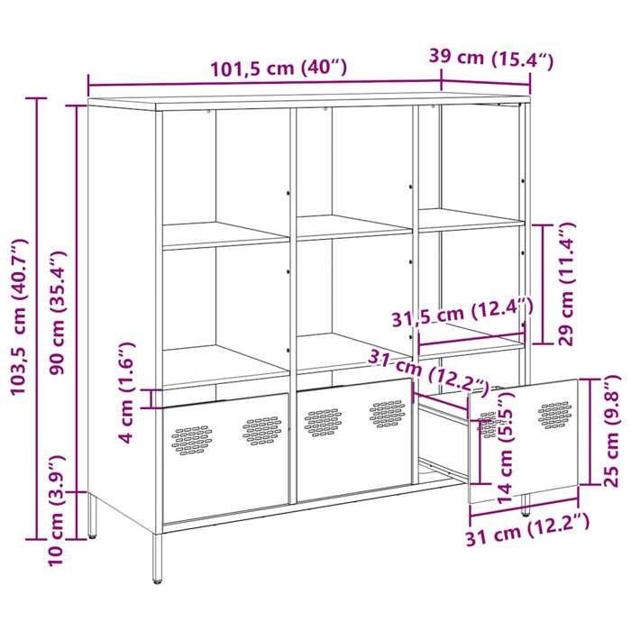 VidaXL Buffet haut rose 101,5x39x103,5 cm acier, armoire à livres, armoire à livres moderne, étagère à livres, étagère et 851389