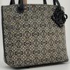 LOEWE Repeat Anagram Jacquard Square Tote Shoulder Bag Canvas Calf Leather Navy Blue Black