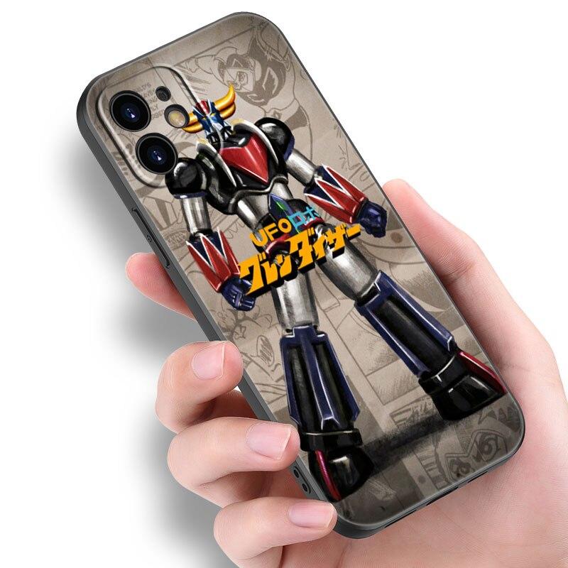 UFO Roboter Grendizer Telefon Fall Für Apple iPhone 14 13 12 Mini 11 Pro Max 7 8 XR X XS 7 8 Plus SE 2020 2022 Schwarze Abdeckung