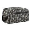 Dior Allover-Logo Reißverschluss Schräges Jacquard-Körnerleder Kulturtasche Herren Kulturtasche Beige Schwarz 2ESCA494YKY-H27E
