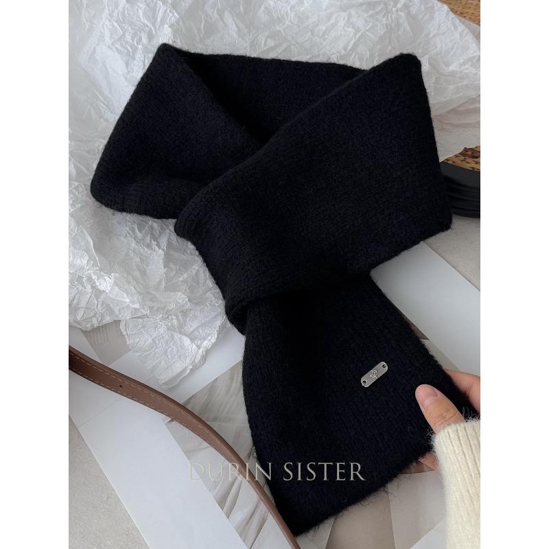 Wool Knitted Blended Red Small Scarf with Ear Piercing Holes for Winter Warmth A Family and Children's Scarf