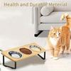 Non Slip Wood Cat Bowl Stand Anti-Vomiting Anti-Leak Elevated Pet Bowls with 3 Bowls Raised Cat Food Feeder Dry/Wet Food