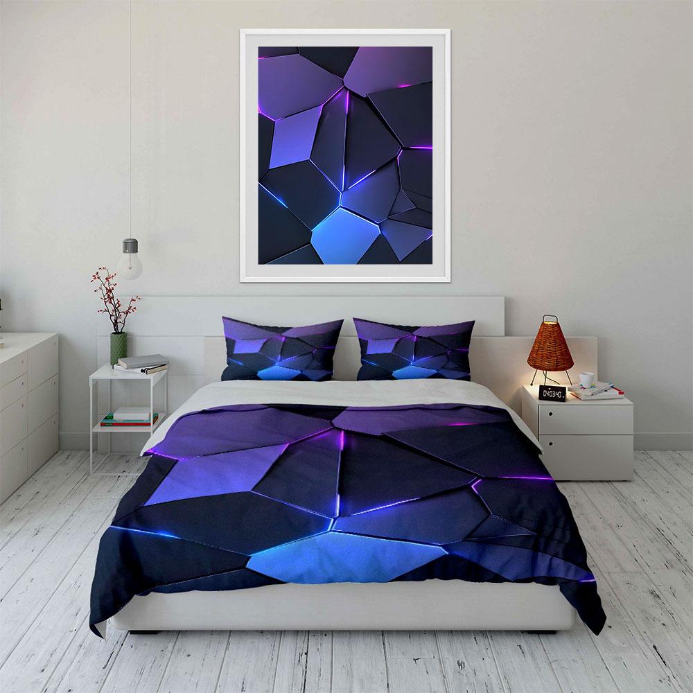 Geometric Led Wall Panels Decor Multiple Sizes Kid'S And Adults' Bedroom Exquisite 3Pc Bedding Set, Gift