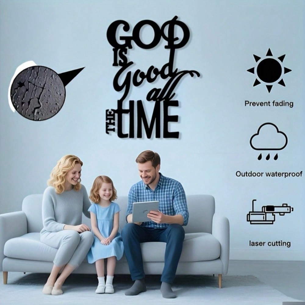 Iron Wall Decor Black and Gold Inspirational Quote for Living Room Bedroom Garden Faith Home Decoration