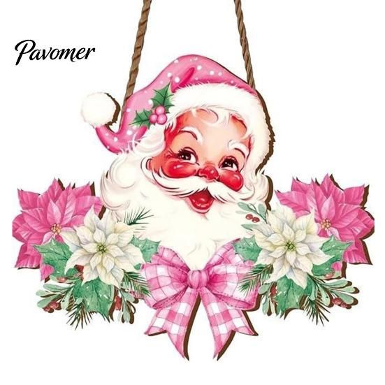 Snowman Christmas Plaques Wooden Hanging Sign, 2D Santa Welcome Door Plaque, Xmas Wall Winter Holiday Hangers Ornament, Decor for Front Porch,