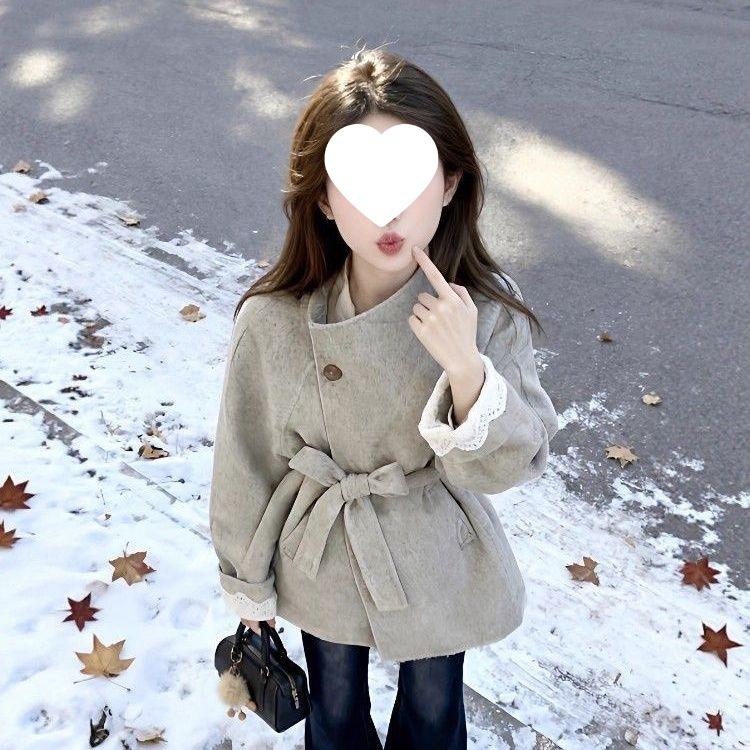 

2026 New Grey Wool Coat Jacket, Versatile for Petite Winter Wear L сірий колір
