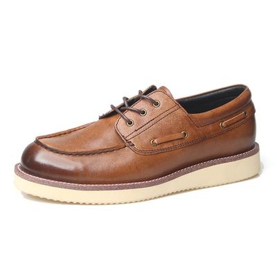 Sailing Shoes First Layer Cowhide Retro Old Tooling Casual Leather Shoes Platform Men'S Shoes 2002-4