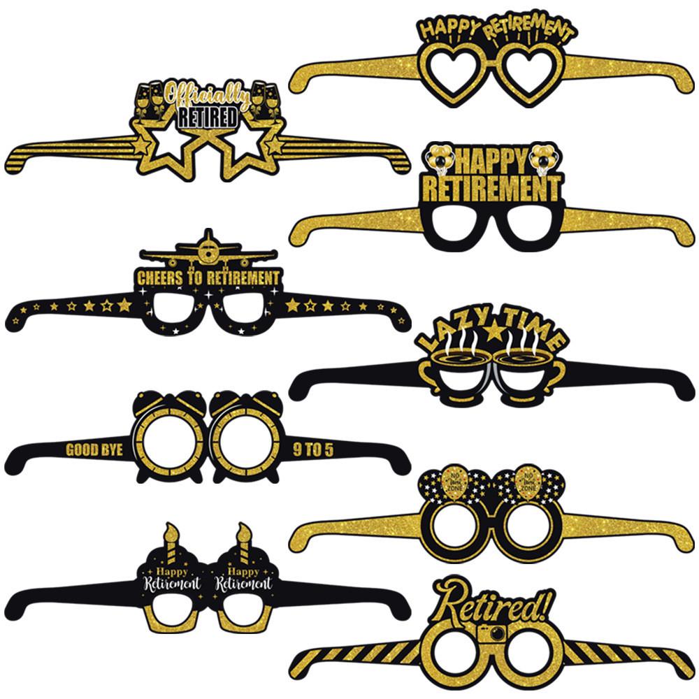 Decoration Paper Party Glasses Retirement Theme Game Photo Props Vzard Mask